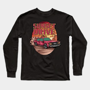 Drive a car under the sunset Long Sleeve T-Shirt